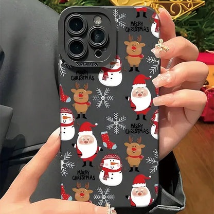 Santa Claus Pattern Tpu Frosted Anti-Drop Phone Case, Suitable for iPhone 17 Pro Max iPhone 16 15 14 13 12 11 XS Xr X 7 8 12/13 Mini Plus Pro Max Se Birthday/Holiday/Couple/Friends/Family Gift
