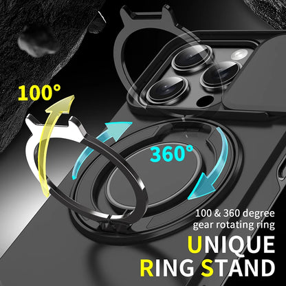 360°Rotating Hidden Metal Ring Car Holder Soft TPU+Hard PC Bumper Phone Case For IPhone 15 Pro Max 13 12 11 14 16 Pro Max Plus