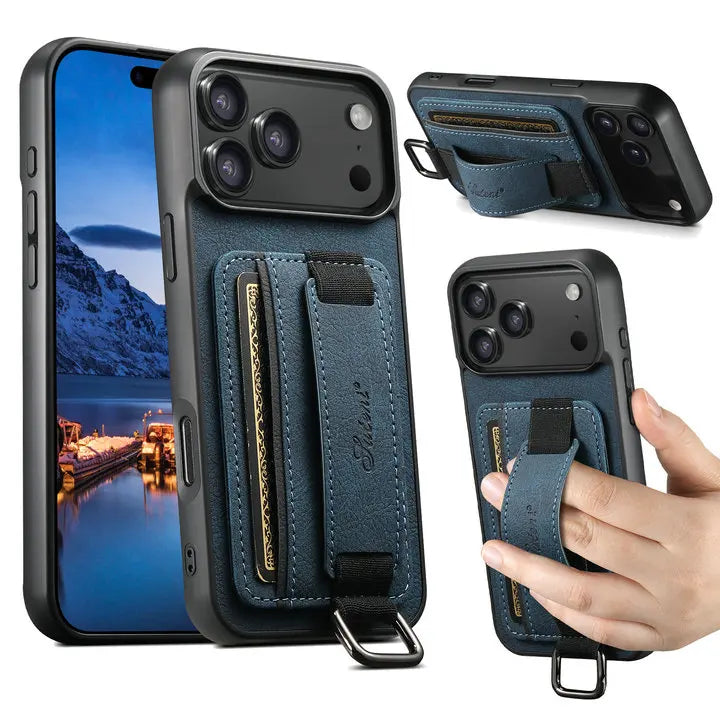 Luxury Case For iPhone 17 Pro Max 5G 2025 Wrist strap Leather Card Stand Funda For iPhone 17 Air Back Cover iPhone17 Pro Etui