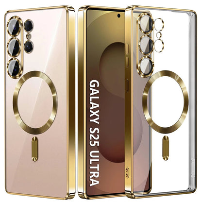 Luxury Glitter Plating Clear Silicone Soft Case For Samsung S25 Edge S24 S23 S21 FE S22 Ultra Plus Magnetic For Magsafe Shell