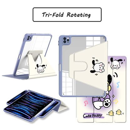 Pochacco Ipad Case for 10th Generations 10.9in Kawaii Silicone Soft Case  Pro Air3 10.5in Tablet Case Mini4 5 6 Tri-Fold Cases