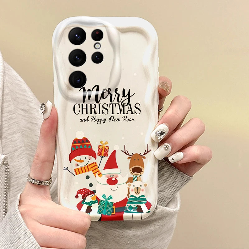 New Christmas Santa Claus Phone Case For Samsung Galaxy S25 S24 S23 S22 Ultra Plus S21 FE A73 A72 A55 A54 TPU Anti-Scratch Cover