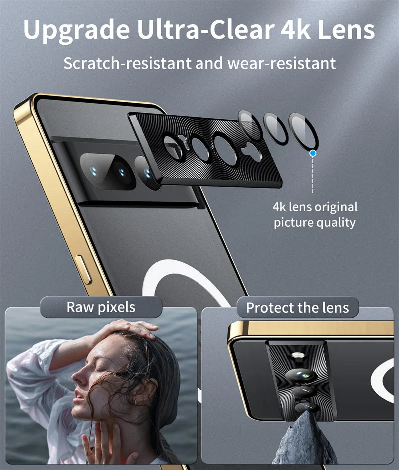 Metal Magnetic Magsafe Case For Google Pixel 7 Pro Aluminium Alloy Camera Lens Glass Film Cover For Pixel 7 pixel7 Pro Case Etui