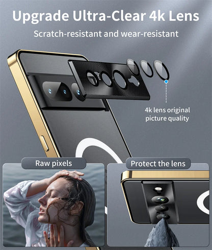 Metal Magnetic Magsafe Case For Google Pixel 7 Pro Aluminium Alloy Camera Lens Glass Film Cover For Pixel 7 pixel7 Pro Case Etui