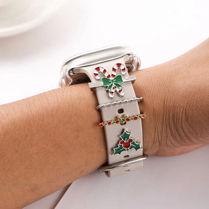 Suitable for Apple Watch Decorative Rings Christmas Watch Decorative Accessories Silicone Strap Decorations