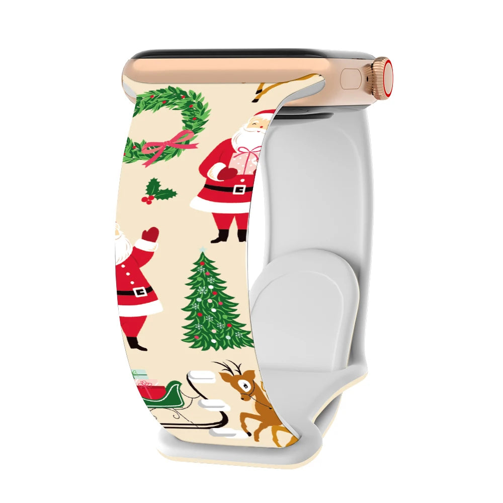 Christmas Strap for Apple Watch Ultra 3 Band 49mm 46mm 41mm 42mm 44mm 45mm Silicone Loop Bracelet for iWatch 11 10 9 8 7 6 5 SE