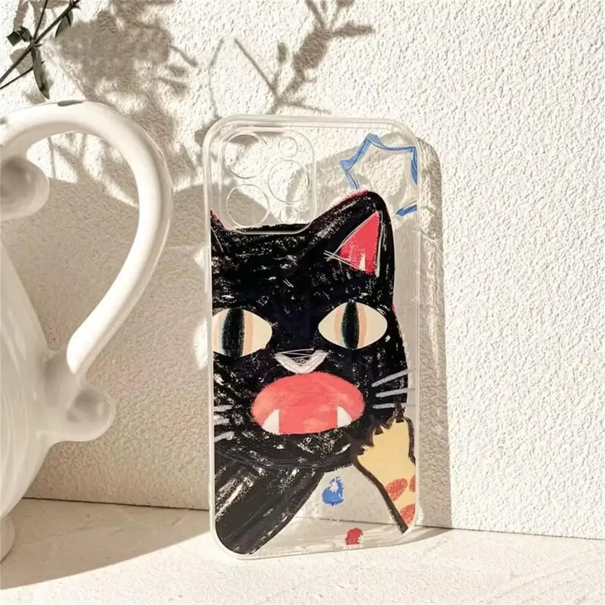 Doodle Angry Cat Case for Iphone 13 16 Pro Max 11 12 14 15 Pro Max 7 8 Plus 13 Mini XS XR SE 2022 13Pro Back Cover Clear Fundas