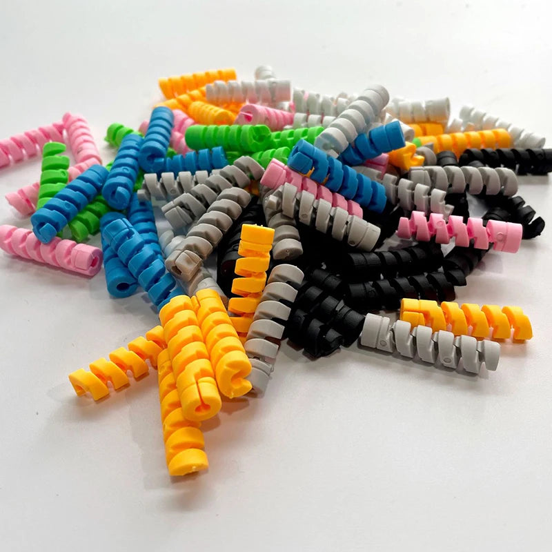 10PCS Cable Protector Cover Silicone Bobbin Winder for IPhone 13 Samsung S21 Xiaomi Poco Cable Charger Cable Cord Organizer Clip - covers4phones