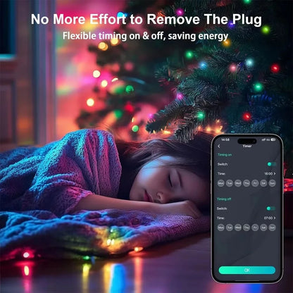 Smart RGB LED Strip Light 20M Fairy String Lights W/ APP Control Music Sync 12 Modes USB Powered for Xmas Home Decor