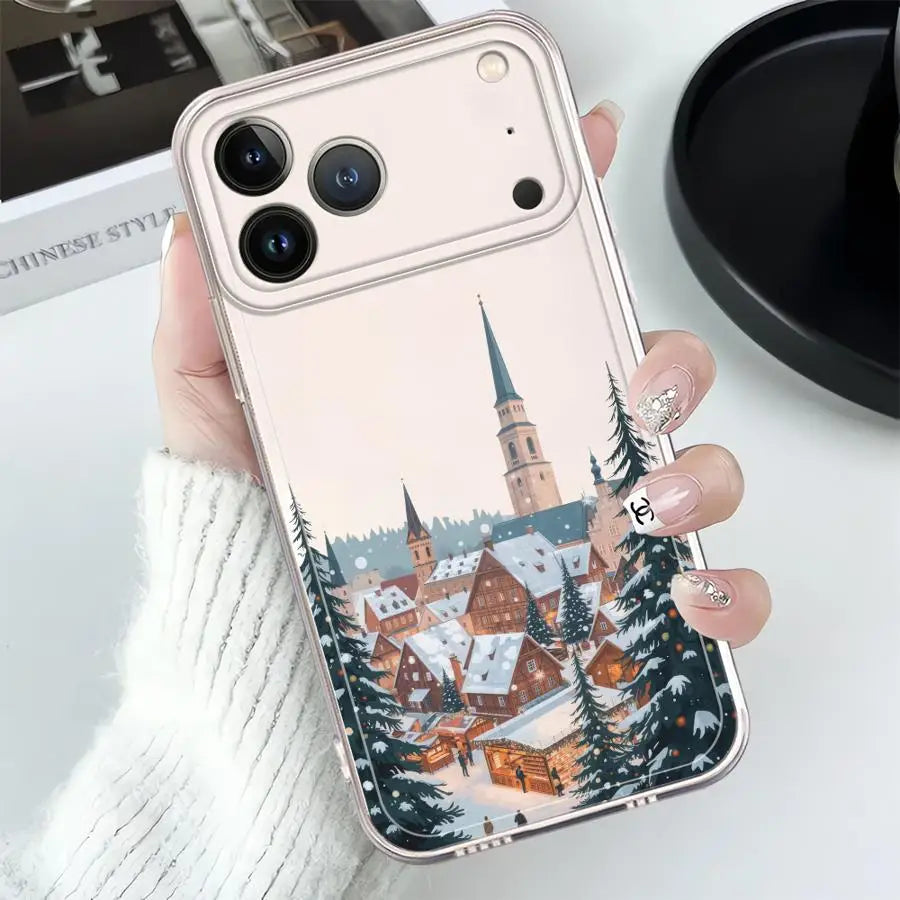 Christmas Santa Claus Clear Cover Phone Case for Apple iPhone 17 Air XS 15 14 16 Plus 13 12 11 Pro Max 7 8 SE XR 16e