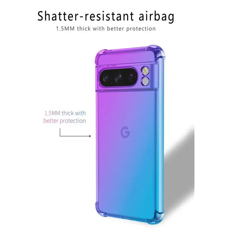 Gradient Airbag TPU Case for Google Pixel 10 9 Pro XL 9A 8A 8 Pro 7A 7 6A 5G Protective Shockproof Cover Fundas Coque Capa