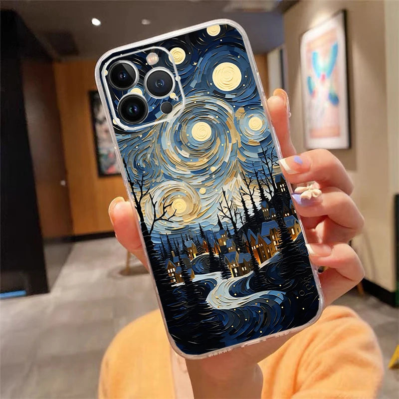Winter Christmas Snowflake Phone Case Carcasa Funda For iPhone 17 Pro Max Air 17 16 15 14 13 Pro Max 15 16 Pro 16E Case