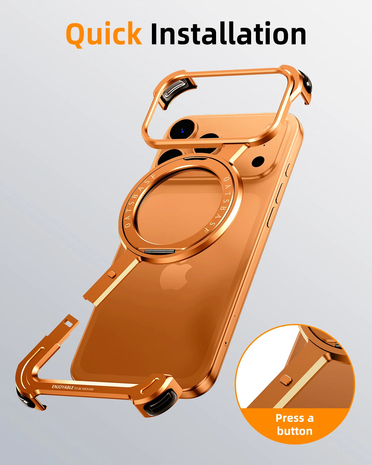 Oatsbasf Phone Case for iPhone 17 Pro/Pro Max/17 Air with 360° Rotatable Stand Metal Frameless Magsafe Protective Shockproof