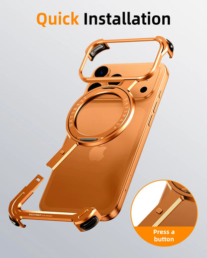 Oatsbasf Phone Case for iPhone 17 Pro/Pro Max/17 Air with 360° Rotatable Stand Metal Frameless Magsafe Protective Shockproof