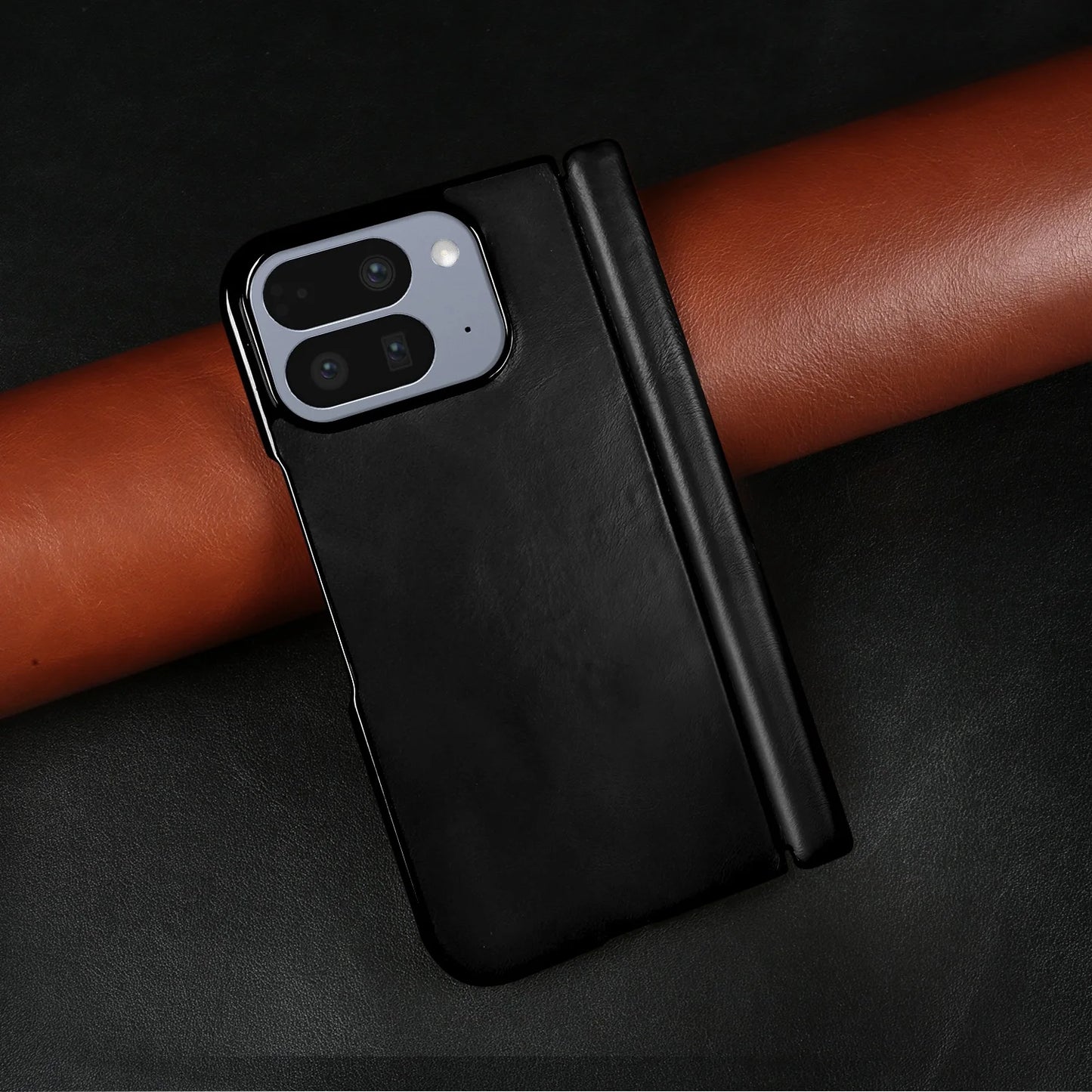 Luxury Genuine Leather Case For Google Pixel 10 Pro Fold 9pro fold Oil Wax Central Axis Pattern Phone Back Cases Without Front