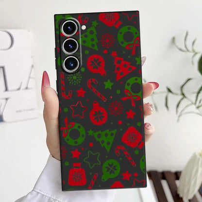 Creative Christmas Element Fashion Case for Samsung Galaxy S25 Edge S21 FE S24 Plus S23 Ultra S20 Black Soft Phone Cover