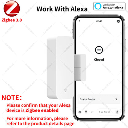 Zigbee 3.0 Door Sensor Window Sensor Contact Sensor Zigbee Hub Required work with Home Assistant Yandex Alexa ZHA Zigbee2MQTT