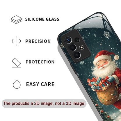 Merry Christmas Santa Claus Pattern Tempered Glass Phone Case for Samsung Galaxy S25 Ultra S24 S23 Plus S22 S21 S20 FE A56 Cover