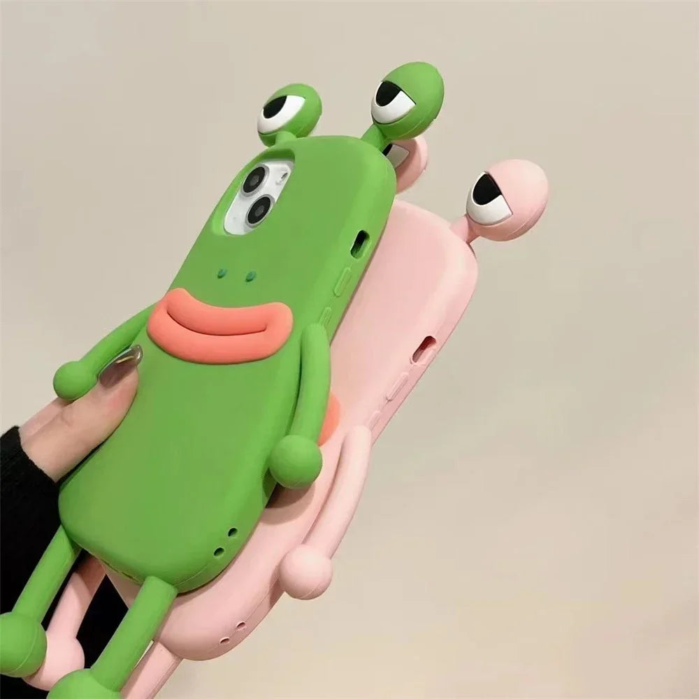 Super Cute 3D Long Legs Sausage Mouth Frog Silicon Case For iphone 15Pro Max 11 12 13 14Pro Xs Xr 7 8Plus X Soft Cover