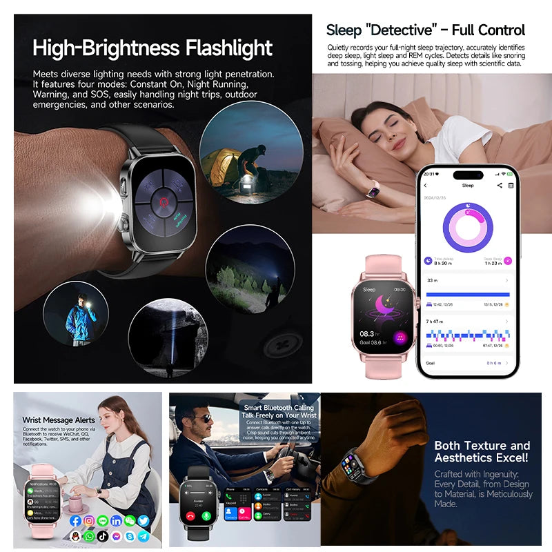 2026 New ECG Smart Watch Blood Pressure Blood Oxygen Uric Acid Monitoring IP68 Waterproof 450mAh Health Smart Watch Men Women