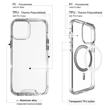 Clear Case For iPhone 17 16 Pro Max 17 Air Case 16 15 14 13 12 11 Pro Max Case For Magsafe for iPhone16 Plus Luxury Cover Cases