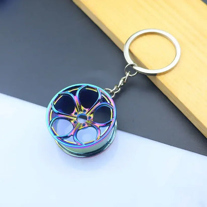 Creative Mini Auto Parts Car Wheel Keychain Auto Enthusiast Metal Keyring Accessories Key Ring Chain for Men Woman Lover Gift
