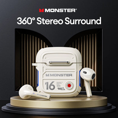 Original Monster XKT16 V5.3 Bluetooth Headphones Wireless HIFI Sound Earphones Low Latency Gaming Long Standby Earbuds