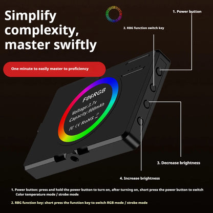 Cyber Technology Style RGB Magnetic Fill light Mobile Phone Selfie Video live Outdoor Shooting Clip light RGB Multi-style Lamp