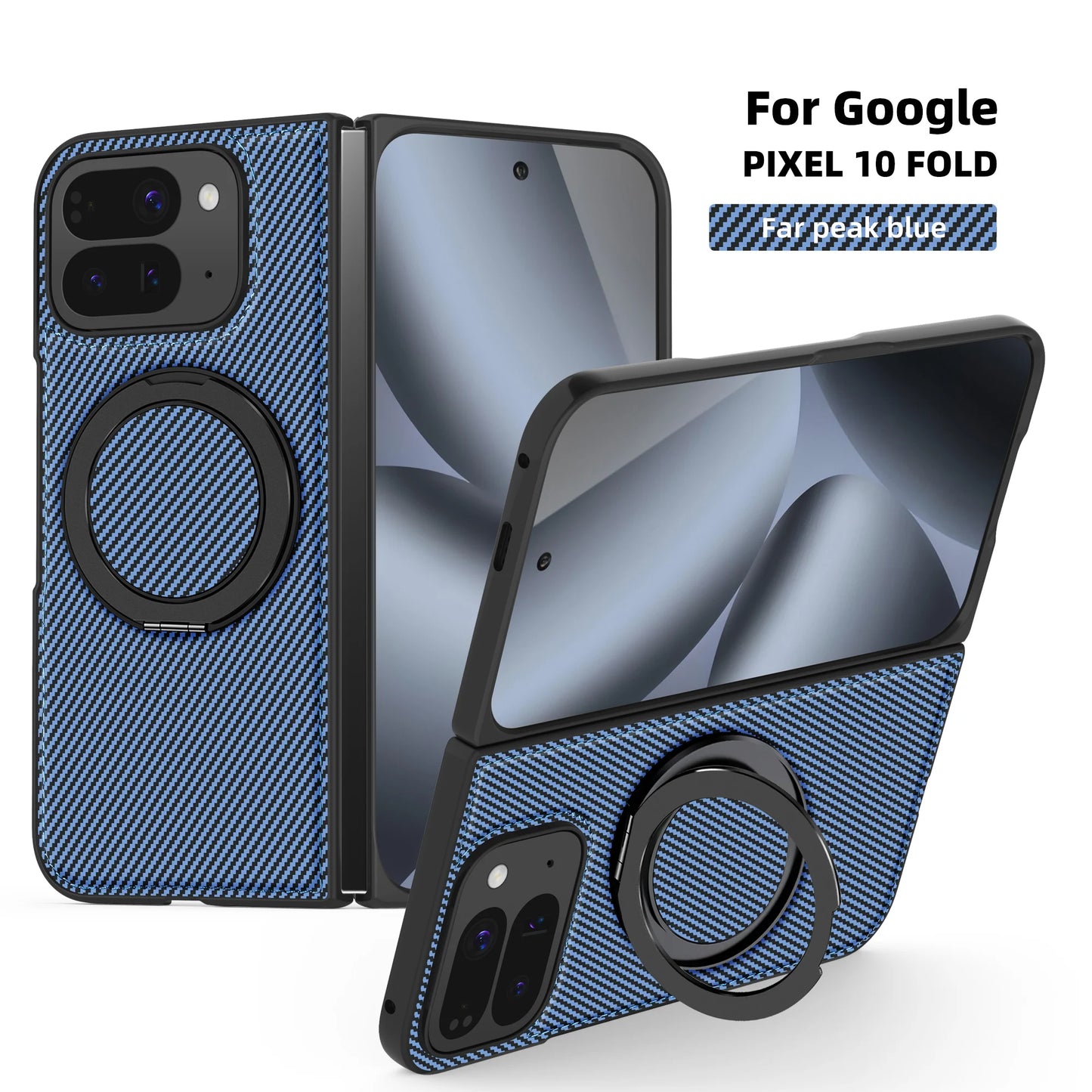 For Google Pixel 10 Pro Fold/Pixel 9 Pro Fold Kevlar 360 Rotating Magnetic Ring Wireless Charging Phone Case Protective Cover