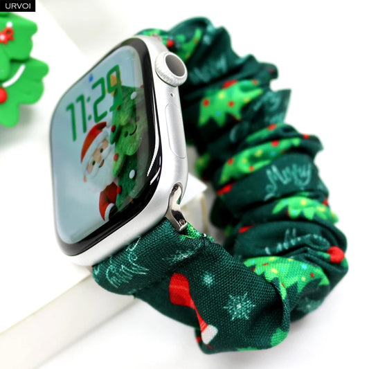 URVOI Band for Apple Watch Series 11 10 9 8 7 SE 3 Nylon loop Elastic Hairband Strap for iWatch Xmas gift red Christmas bowknot