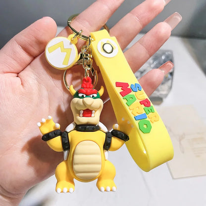 Super Mario 3D Cartoon Keychain Mario Bros Luigi Toad Yoshi Bowser Action Figure Model PVC Cartoon Bag Doll Pendant Toys Gift
