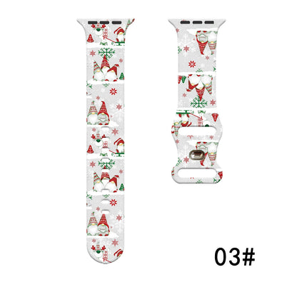 Colorful Christmas Series Strap for Apple Watch 11 10 9 8 7 SE Silicone Band Replacable Bracelet for iWatch 46mm 44mm 42mm 41mm