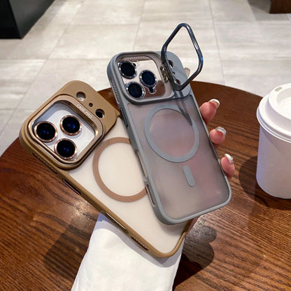 Matte Translucent lens holder film Magnetic Case For IPhone 17 Air 16 14 13 15 12 11 Pro Max Plus Magsafe Armor Shockproof Cover