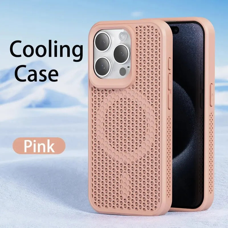 Cooling Heat Dissipation For Magsafe Magnetic Phone Case For iPhone 16 14 15 13 12 11 Pro Max 16 Plus Breathable Grid Hard Cover
