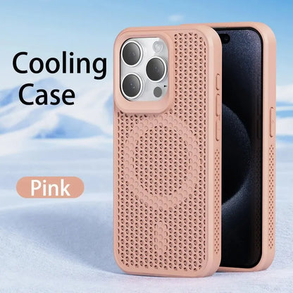 Cooling Heat Dissipation For Magsafe Magnetic Phone Case For iPhone 16 14 15 13 12 11 Pro Max 16 Plus Breathable Grid Hard Cover