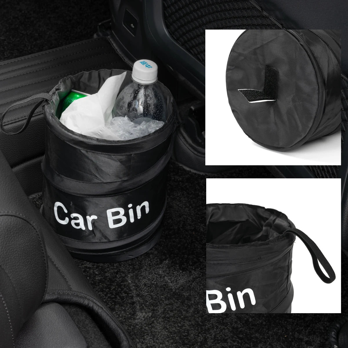 Collapsible Black Car Trash Can Pack Trash Bag Rubbish Waste Bin for Little Leak Proof Car Cooler Bag Garbage Bag Wastebasket