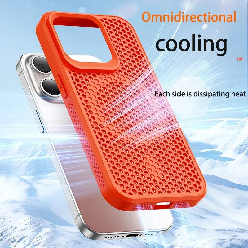 Cooling Heat Dissipation For Magsafe Magnetic Phone Case For iPhone 16 14 15 13 12 11 Pro Max 16 Plus Breathable Grid Hard Cover