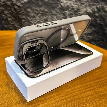 Luxury Magnetic Shockproof Phone Case For iPhone 16 15 14 13 12 11 17 Pro Max For Magsafe Funda Stand Glass Lens Protector Cover