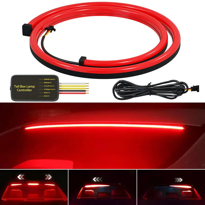 90CM/100CM Car High Position Brake Lights Multi-mode Rear Tail Warning Turn Signal Running Lamp Auto 12V Waterproof LED Strip