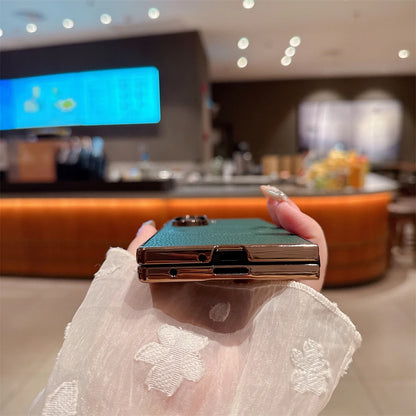 Lichee Pattern Leather Magnetic Case For Samsung Galaxy Z Fold 7 6 5 4 3 5G For Magsafe Phone Protection Hard Cover Shockproof