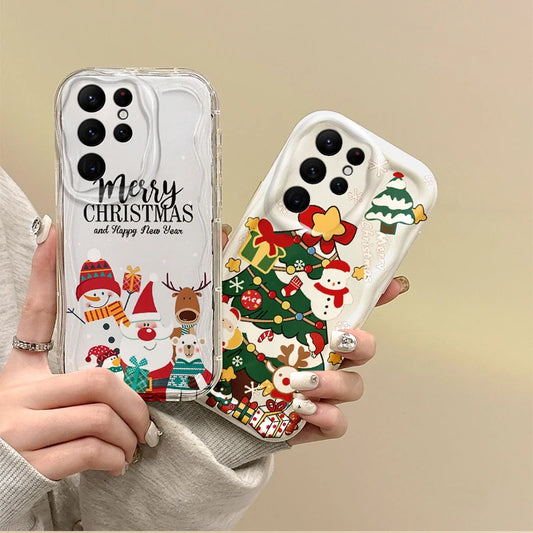 New Christmas Santa Claus Phone Case For Samsung Galaxy S25 S24 S23 S22 Ultra Plus S21 FE A73 A72 A55 A54 TPU Anti-Scratch Cover
