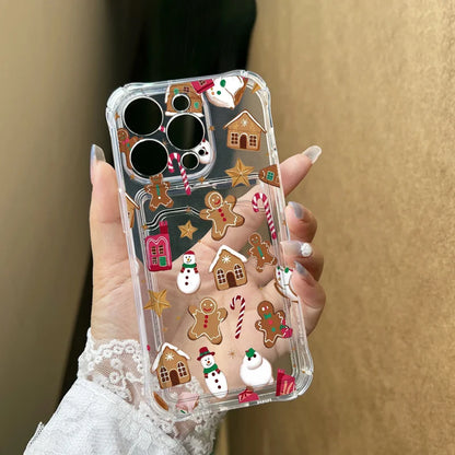 Cartoon New Year Christmas Santa Clear Phone Case for Samsung Galaxy S25 Ultra S24 FE S23 S22 S21 S20 Plus Wallet Card Bag Cover