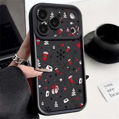 Cute Christmas Pattern Phone Case For iPhone 17 16 15 14 13 12 Pro Max 16 17 Pro 11 16e 17 Air Shockproof Soft Silicone Cover