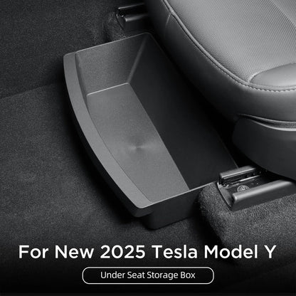 Under Seat Storage Box For Tesla Model Y Juniper 2025 Center Console Organizer Bins Front Backseat Bag Trash Tray Accessories