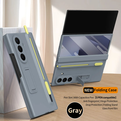 Matte For Samsung Galaxy Z TriFold Tri-Fold Case Kickstand Bracket Pen Slot Stylus Holder Hinge Back Cover Glass Film Protector