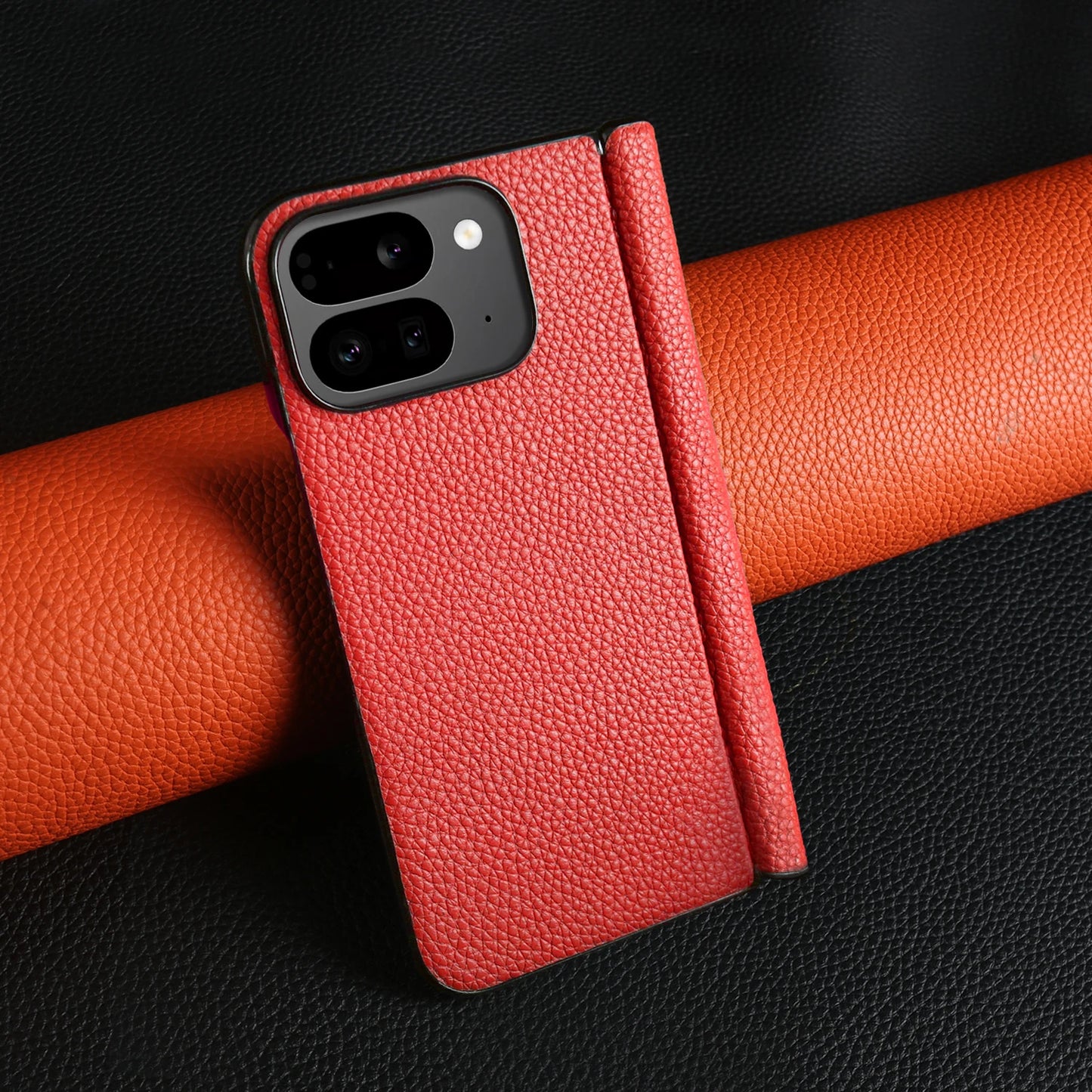 For Google Pixel 9 Pro Fold Case Genuine Leather Cover Pixel 10Pro Fold Capa Protective Etui Back Coque Carcasa without front