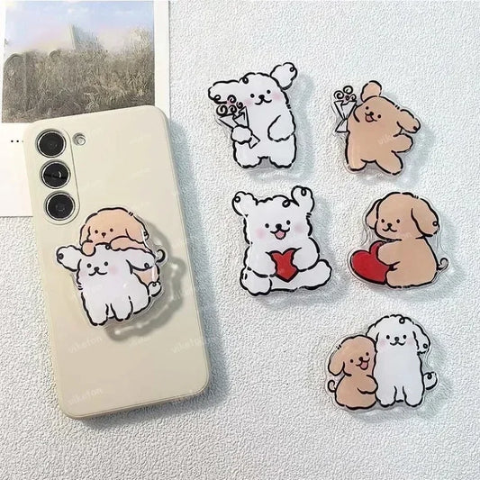 Korean Cute Cartoon Puppy Grip Magnetic Socket Pocket Stand Phone Grip Tok Bracket For iPhone Samsung Xiaomi Ring Finger Holder
