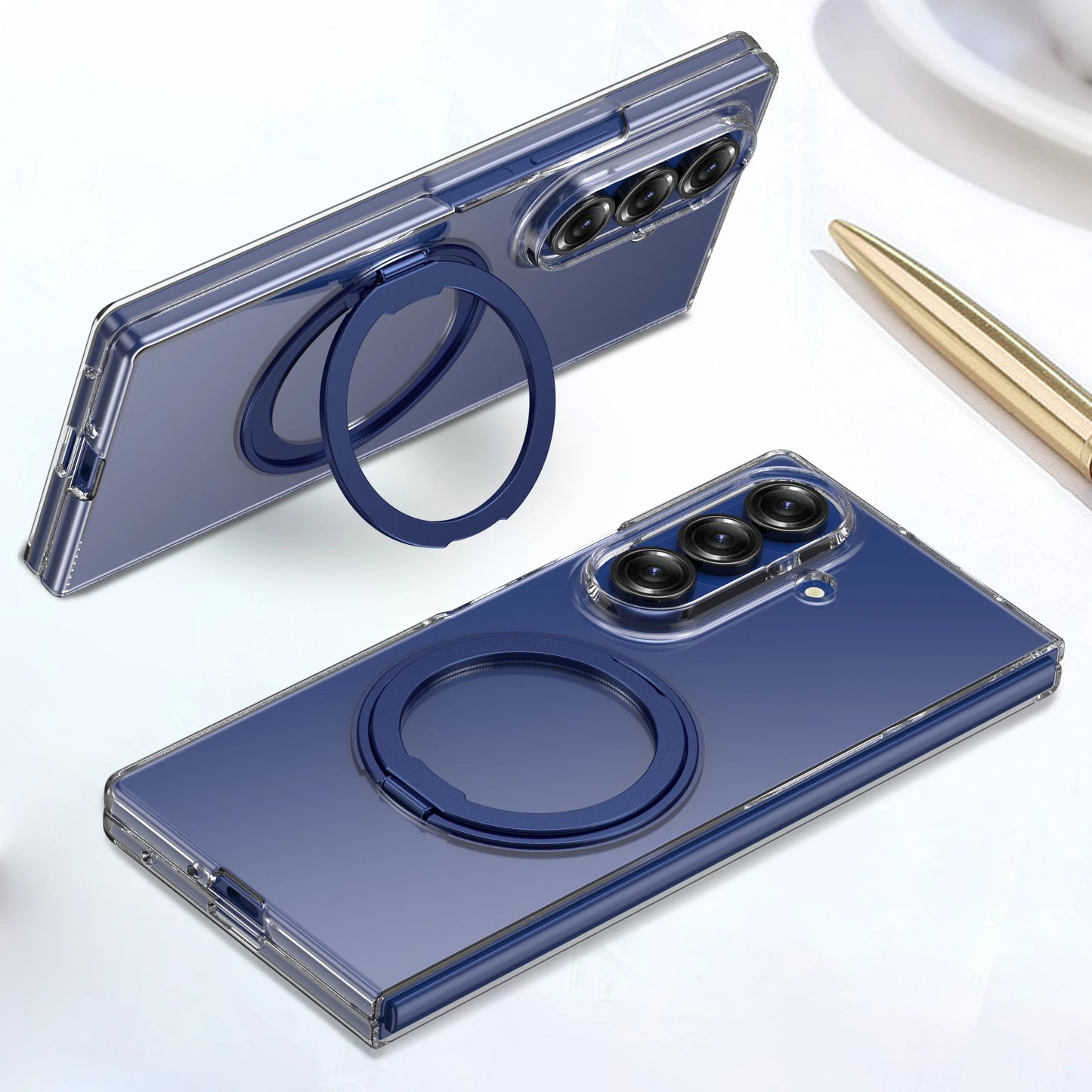 For Samsung Galaxy Z Fold 7 6 Case Protective Clear Magsafe Holder Anti-Scrach Back Cover