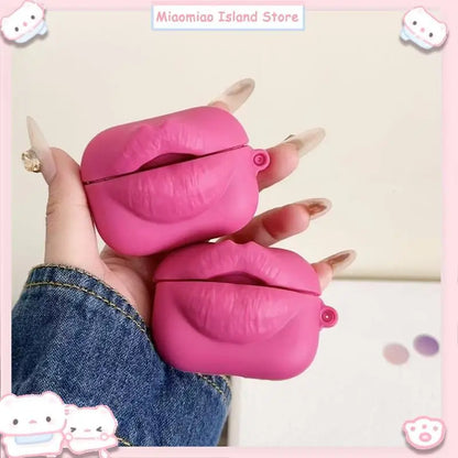 Creative 3D Lipstick Pattern Wireless Bluetooth Earphone Case Compatible With Apple AirPods Pro 1 2 3 4 Generations Prank Gift