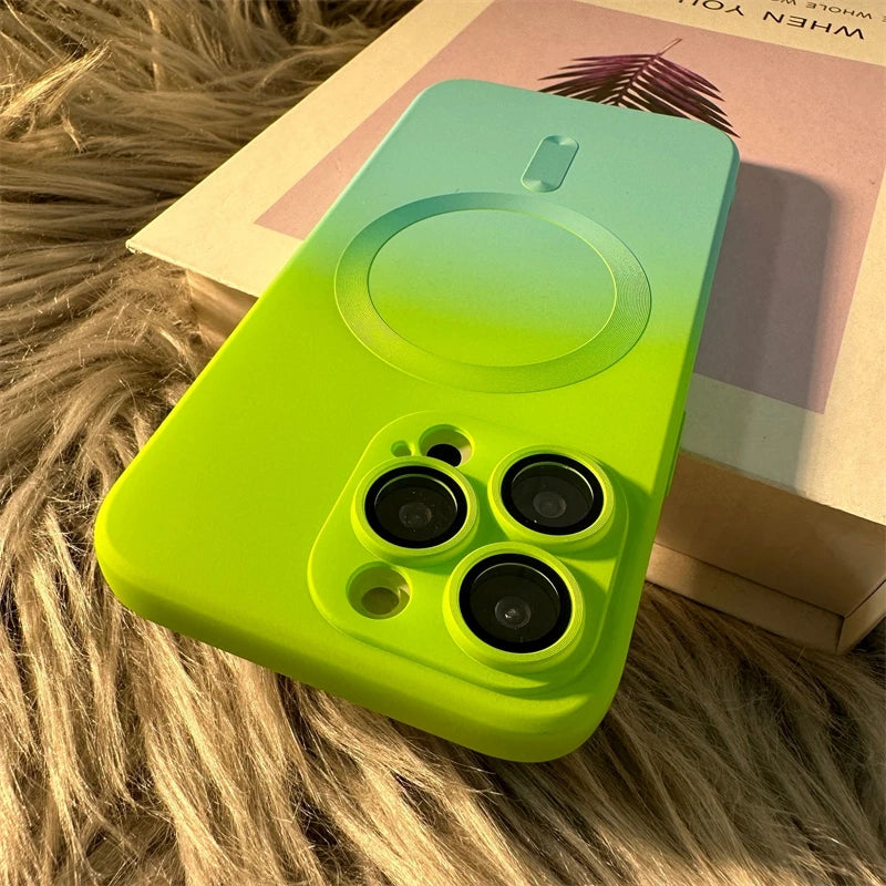 Luxury Magsafe Wireless Charge Gradient Pattern Phone Case For iPhone 11 16 13 14 Pro Max Plus Soft Magnetic Silicone Cover